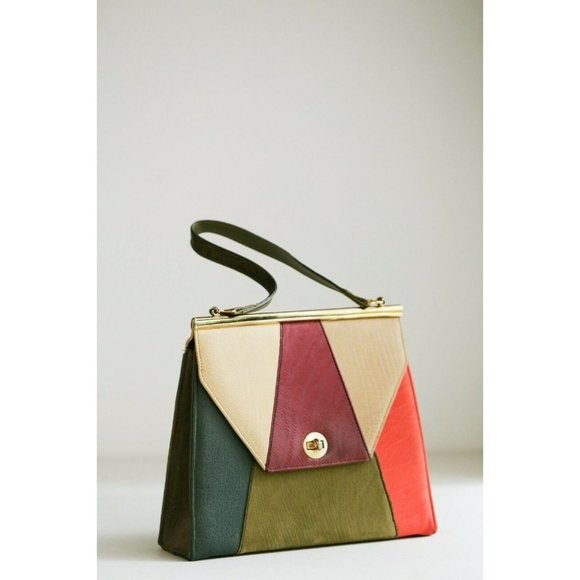 Unbranded | Vintage Handbags - Vintage 50s 60sButtery Soft Nubuck Suede Patchwork Top Handle Bag